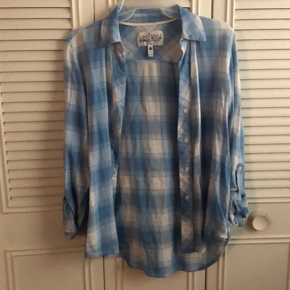 light blue flannel